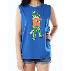 NEW STEWART SIMMONS women's albert pop art muscle tank top in blue